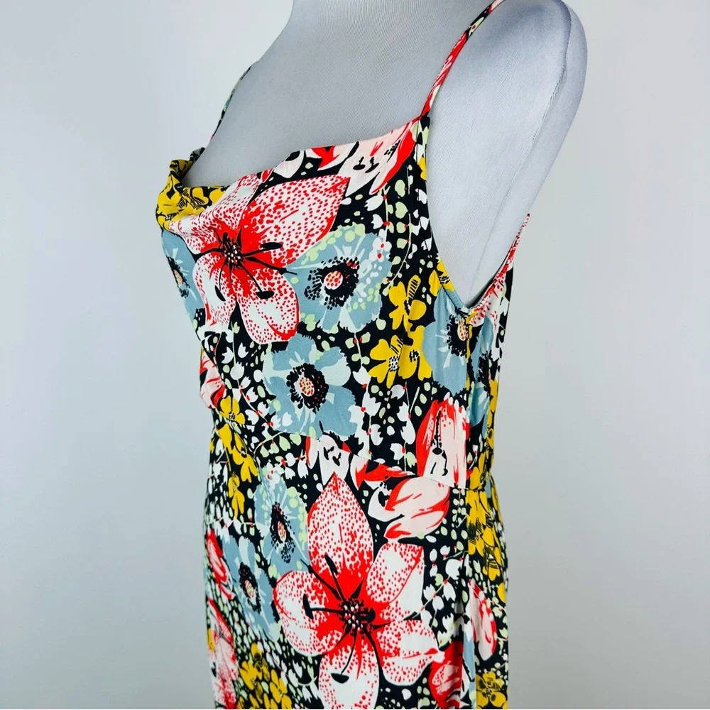 Anthropologie Elyse Floral Byas Cut Slip Dress Side Slit Midi Dress Size XS - Picture 8 of 12
